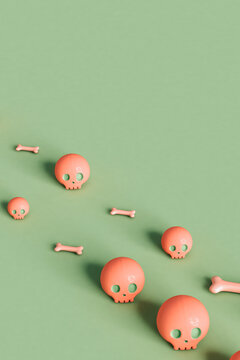 pink skulls and bone crossing the frame