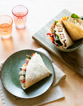 Tortilla wrap with chicken and vegetables