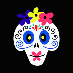 Cute skull with flowers for Day of the Dead