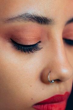 Close-up of a woman with her eyes closed