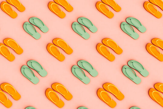 pattern of Flip flops on pink background