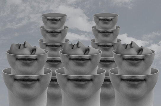 Group of surreal heads