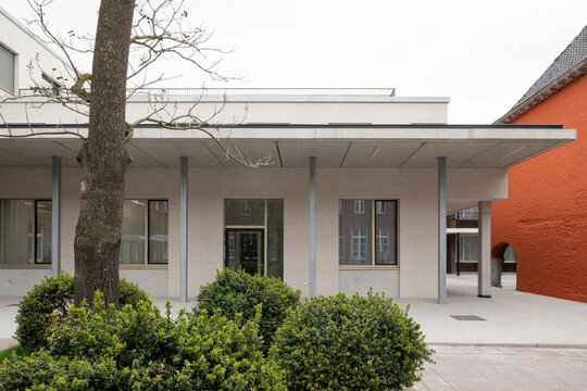 school building and porch