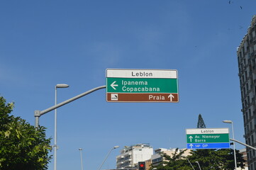Placa de transito Leblon Copacabana Ipanema Praia