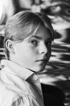 Black and white portrait.