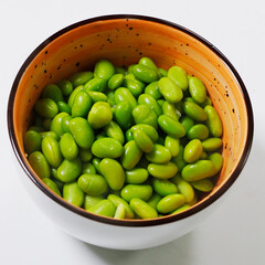 steamed soybean seeds known as edamame beans, healthy food concept