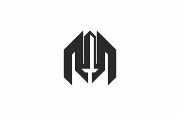 Abstract Letter M Sword Logo