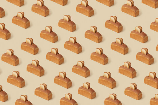 Pattern of toasters in shape of bread