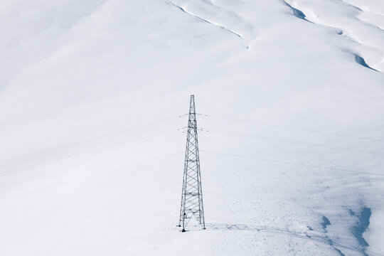 Power line on the snowfield