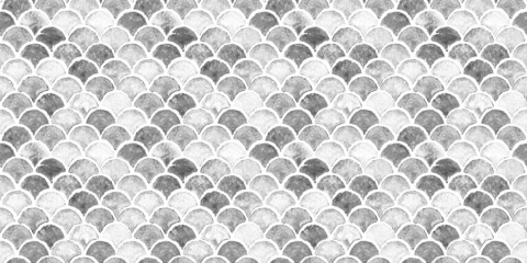 Monochrome sea wave geometric texture. Fish scale seamless pattern. Print for textile, wallpaper, wrapping.