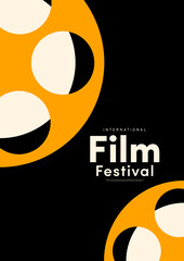 Movie and film poster design template background with film reel