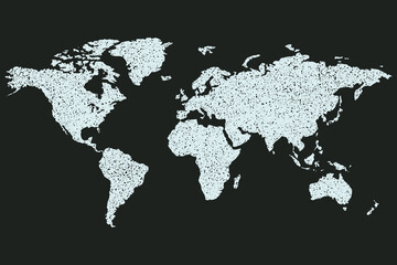 Black and white grunge World map vector