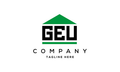 GEU three letter house for real estate logo design