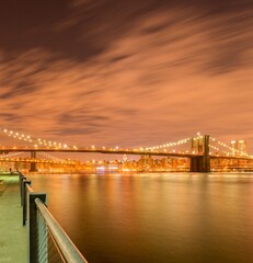 Night view of Manhattan and Brooklyn bridge