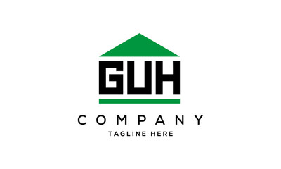 GUH three letter house for real estate logo design