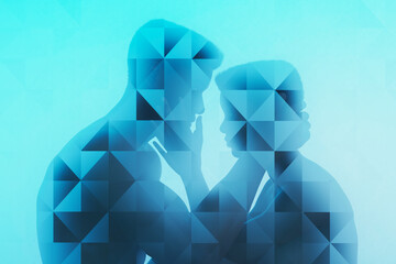 Reflection series: couple touching