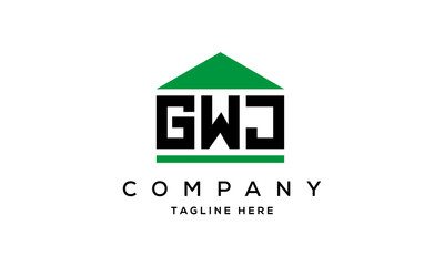 GWJ three letter house for real estate logo design