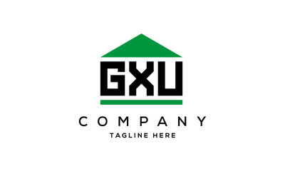 GXU three letter house for real estate logo design