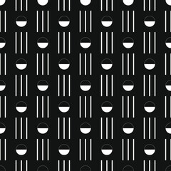 Seamless inverse black and white vintage textile rounds and stripes pattern vector