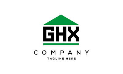 GHX three letter house for real estate logo design