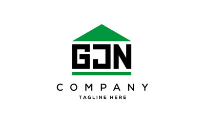 GJN three letter house for real estate logo design