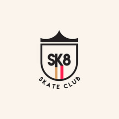 SK8, skate club. Logo template.