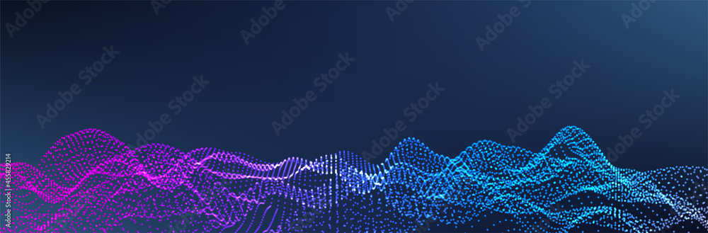 Poster abstract dot background. tech wave. 3d pattern. vector illustration
