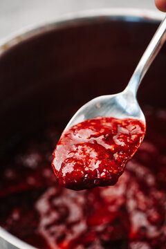Spoonful of fresh berry compote