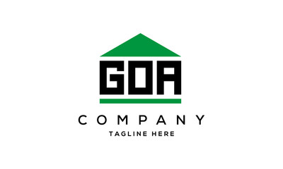 GOA three letter house for real estate logo design