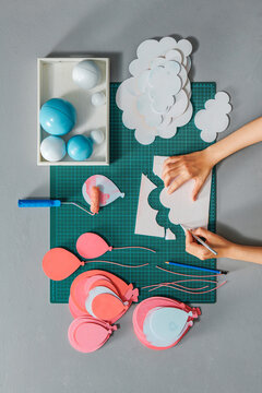 Hand making papercraft for education or creativity