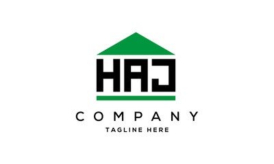 HAJ three letter house for real estate logo design