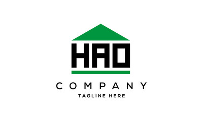 HAO three letter house for real estate logo design