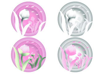 Paper craft of flower.Vector flowers