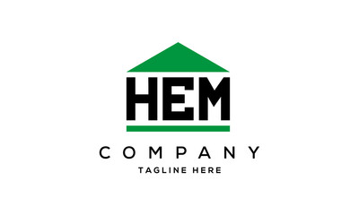 HEM three letter house for real estate logo design
