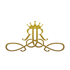 Letter R R Gold With Crown