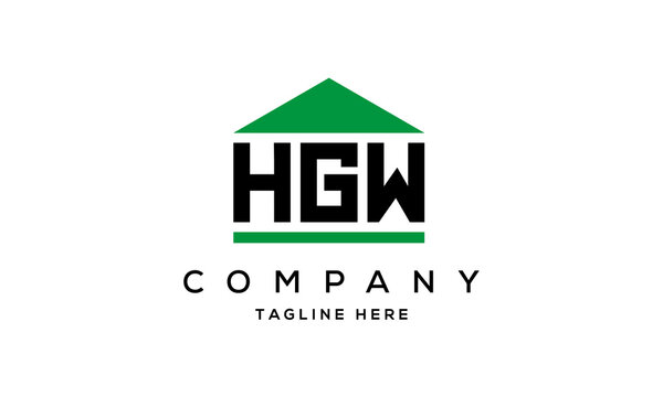 HGW three letter house for real estate logo design