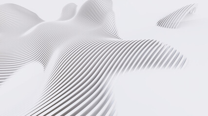 Abstract Curved Shapes. White Circular Background.