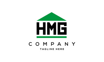 HMG three letter house for real estate logo design