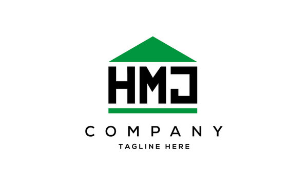HMJ three letter house for real estate logo design
