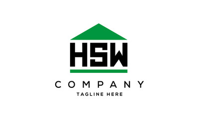 HSW three letter house for real estate logo design