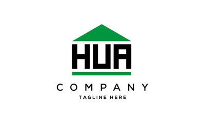 HUA three letter house for real estate logo design