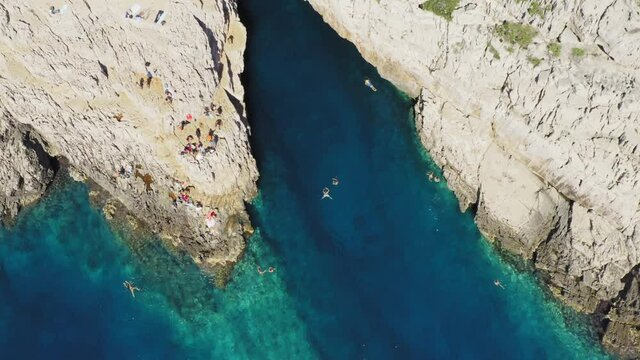 Aerial view of Odysseus' cave on Mljet Island, the Adriatic Sea, Croatia