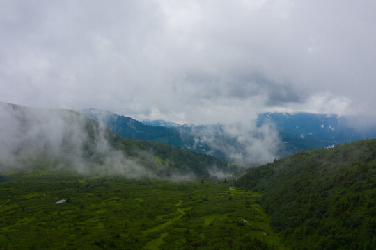clouds on a mountain plateau
