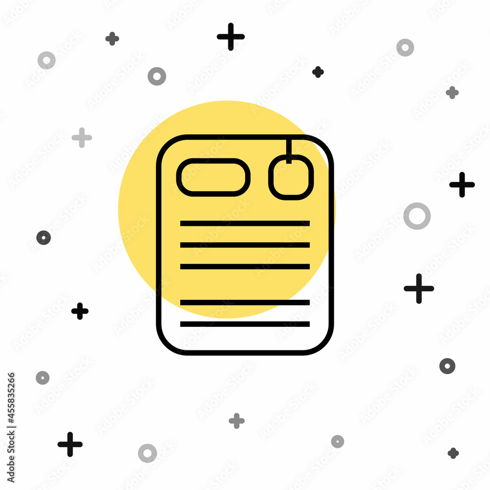 Poster Black line Dossier folder icon isolated on white background. Random dynamic shapes. Vector