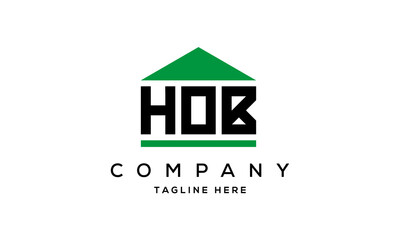 HOB three letter house for real estate logo design