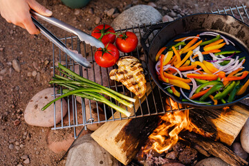 cooking over the fire