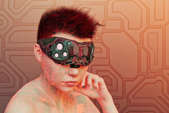Woman with VR headset