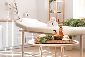 Beautiful spa composition on table in salon