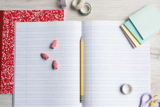 Cute office supplies on desk
