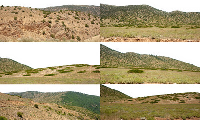 the collection of Mountains with some trees isolated on white background, Mountains of mazandaran...